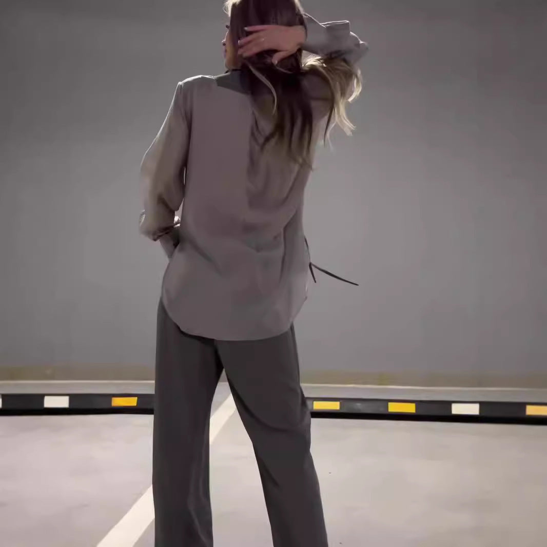 Haut en mousseline à empiècements & pantalon droit