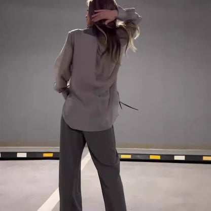 Haut en mousseline à empiècements & pantalon droit